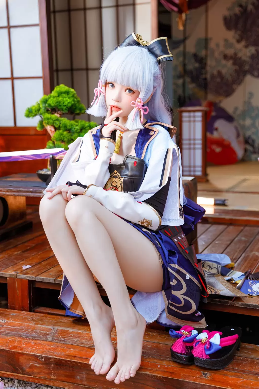 人气Coser@桜桃喵 神里绫华 模特艺术摄影图片-丽图阁