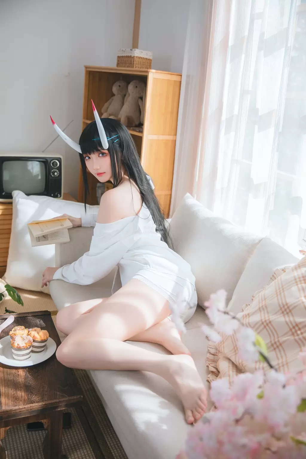 动漫Coser@瓜希酱 能代衬衫 性感迷人黑丝诱惑-丽图阁